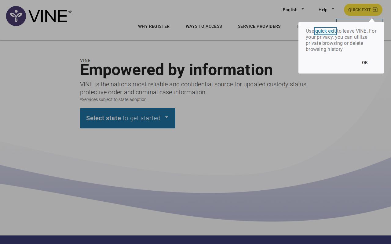 VINELink interface for a Florida Collier County custody search