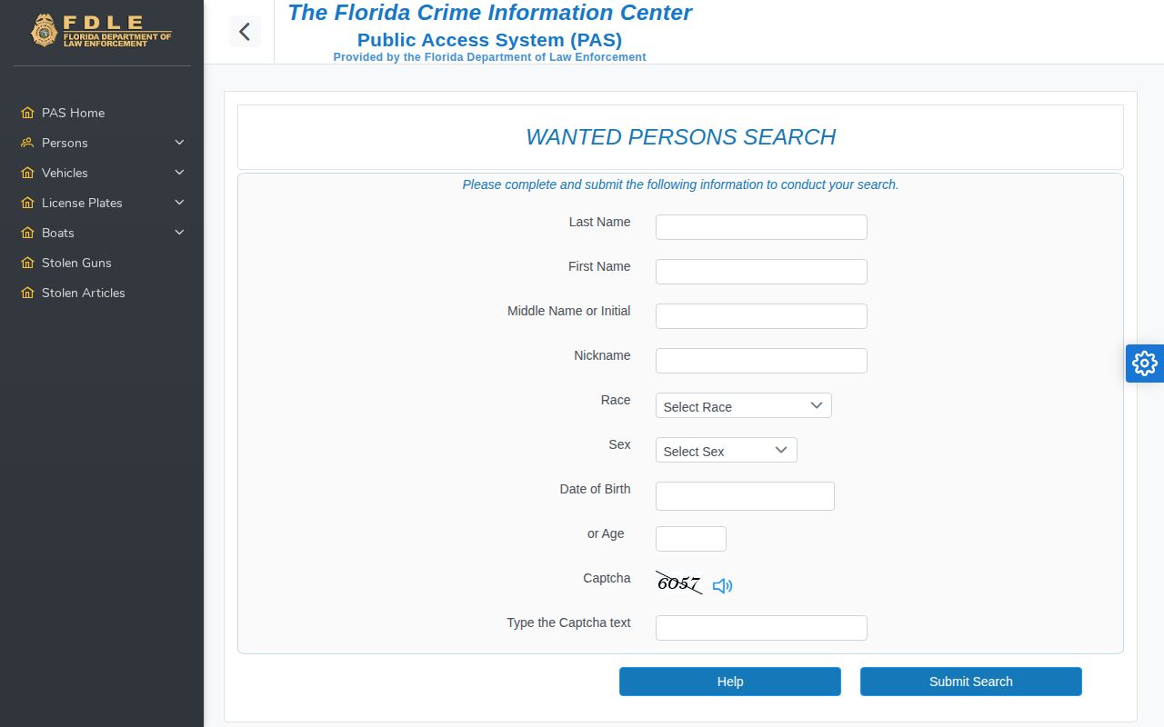 FDLE wanted persons search