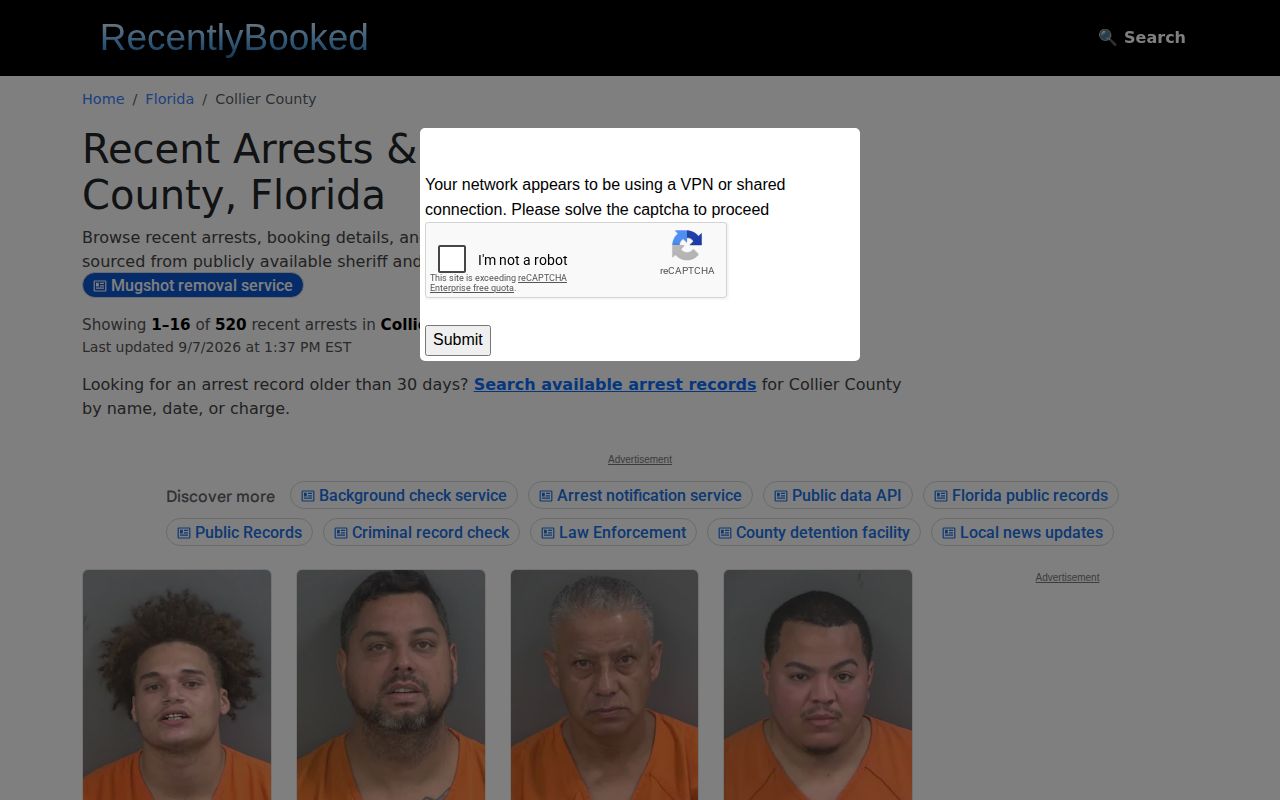 Unofficial RecentlyBooked Collier County archive page